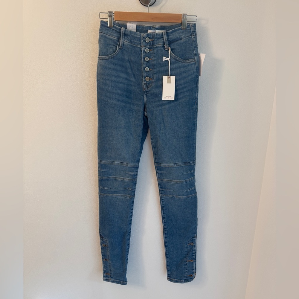 Good American Slim Moto High-Rise Jeans NWT